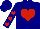 Silk - Navy blue with red heart,  red hearts on sleeves