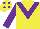 Silk - Yellow, purple chevron & sleeves, purple spots on cap