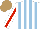 Silk - White, light blue stripes, white sleeve, red stripe, light brown cap