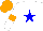 Silk - white, blue star, orange armbands and cap