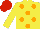 Silk - yellow, orange spots, red cap