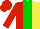 Silk - Red and yellow halved, green stripe, red cap