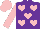 Silk - Purple, pink hearts, pink sleeves, pink cap, purple heart
