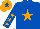 Silk - Royal blue, orange star, royal blue sleeves, orange stars, orange cap, royal blue star