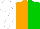 Silk - Orange and green halved, white sleeves, white cap