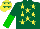 Silk - Dark green, yellow stars, yellow, green halved sleeves, yellow, dark green stars cap