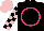 Silk - Black, hot pink circle , pink blocks on sleeves, pink cap