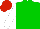 Silk - Green, black 'ck' on back, orange and white  left sleeve, red and white right sleeve, green orange and red cap