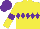 Silk - Yellow, purple diamond hoop, yellow sleeves, purple armlets, purple cap