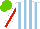 Silk - White, light blue stripes, white sleeve, red stripe, light green cap