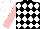 Silk - Black and white diamonds, pink sleeves, white cap