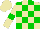 Silk - Beige, green blocks, green band on slvs