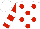 Silk - White, red spots, red sleeves with two white hoops