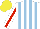 Silk - White, light blue stripes, white sleeve, red stripe, yellow cap
