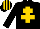 Silk - Black, gold cross of lorraine, striped cap