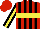 Silk - Red, black stripes with yellow belt, yellow stripe on black sleeves, red cap