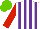 Silk - White, purple stripes, red sleeves, light green cap