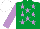 Silk - EMERALD GREEN, MAUVE stars and sleeves, WHITE cap