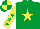 Silk - Emerald green, yellow star, yellow sleeves, emerald green stars, emerald green & yellow quartered cap
