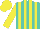 Silk - Turquoise and yellow stripes, yellow sleeves, yellow cap