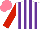 Silk - White, purple stripes, red sleeves, salmon cap