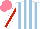 Silk - White, light blue stripes, white sleeve, red stripe, salmon cap