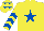 Silk - Yellow, royal blue star, chevrons on sleeves, yellow cap, royal blue stars