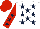 Silk - WHITE, DARK BLUE stars, RED sleeves, DARK BLUE stars, RED cap