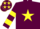 Silk - Maroon, yellow star, hooped sleeves and stars on cap