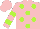 Silk - Pink, lime dots, lime bars on sleeves
