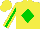 Silk - Yellow, green diamond, green stripe on sleeves, yellow cap