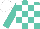 Silk - Turquoise and white blocks, turquoise sleeves, white cap