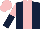 Silk - Dark blue, pink stripe, pink, dark blue halved sleeves, pink cap
