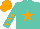 Silk - Turquoise, orange star, orange stars on sleeves, orange cap