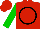 Silk - Red, black circle, green sleeves