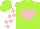 Silk - Lime, pink heart, pink blocks on white sleeves, lime cap