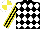 Silk - Black, white diamonds, black and yellow striped sleeves, white and yellow quartered cap
