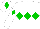 Silk - White, green triple diamonds, green diamond on sleeves and cap