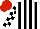 Silk - White and black stripes, black and white check sleeves, red cap