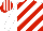 Silk - White, red diagonal stripes, white sleeves, red cap, white stripes
