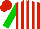 Silk - red, white stripes, green sleeves, red cap