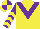 Silk - Yellow, purple chevron, purple, yellow chevrons sleeves, yellow, purple quartered cap