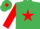 Silk - Emerald green, Red star, sleeves and diamond on cap