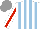 Silk - White, light blue stripes, white sleeve, red stripe, grey cap