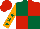 Silk - Dark green and red (quartered), orange sleeves, dark green stars, red cap