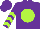 Silk - Purple, lime green ball,  lime chevrons on sleeves, purple cap