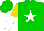 Silk - Green, gold star on white star, gold and white halved sleeves, green cap