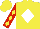 Silk - Yellow, white diamond,  yellow diamonds on red sleeves