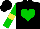 Silk - Black, green heart, yellow armlets on green sleeves