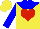 Silk - Yellow, blue yoke, red heart, blue sleeves
